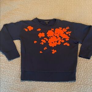 J.Crew Navy Top with Red Floral Design